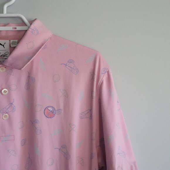 Puma x Arnold Palmer Mens M Umbrella/Lemonade Golf Polo Active Short Sleeve Top - Picture 6 of 13